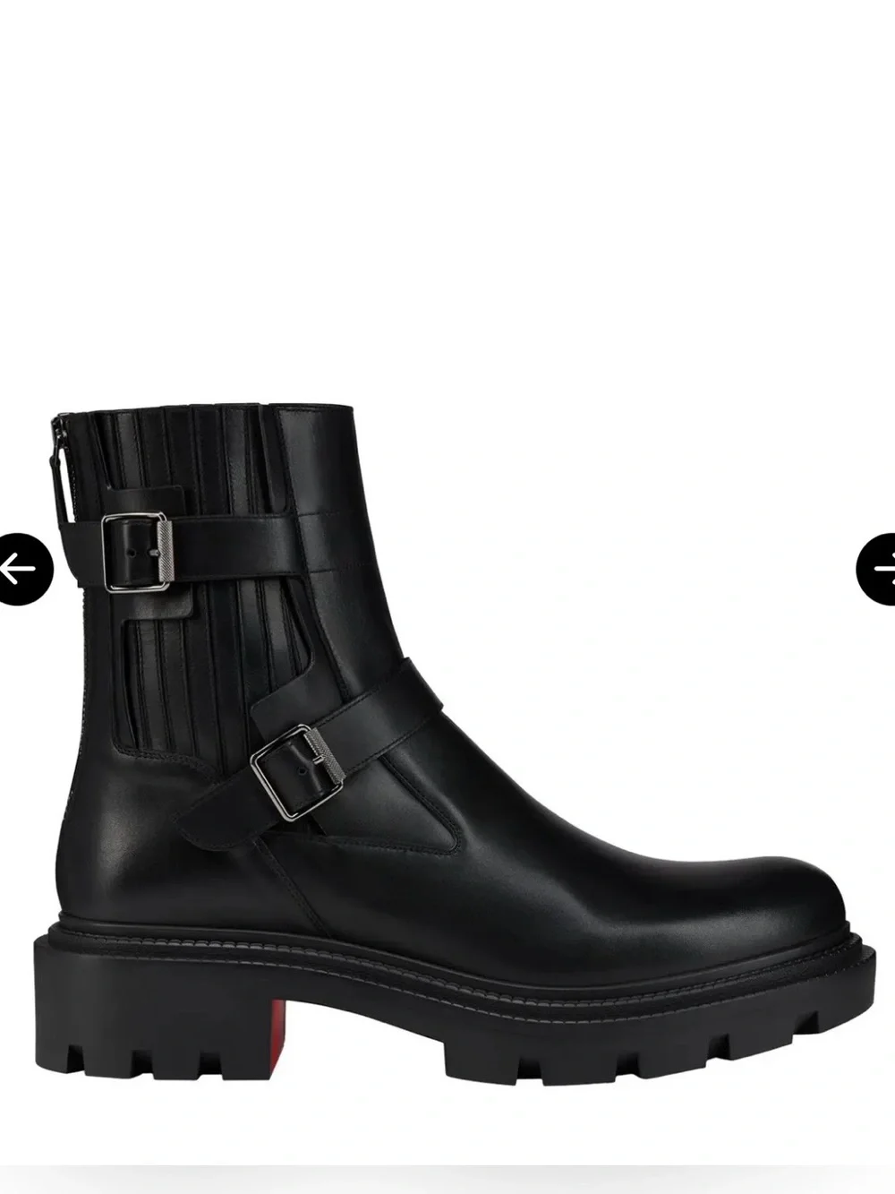 CHRISTIAN LOUBOUTIN OXYBOOTIE COLLEGE FLAT BLACK LEATHER ANKLE BOOTS SZ 44 NEW